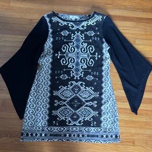Aryeh Black and Gray Geometric Dress